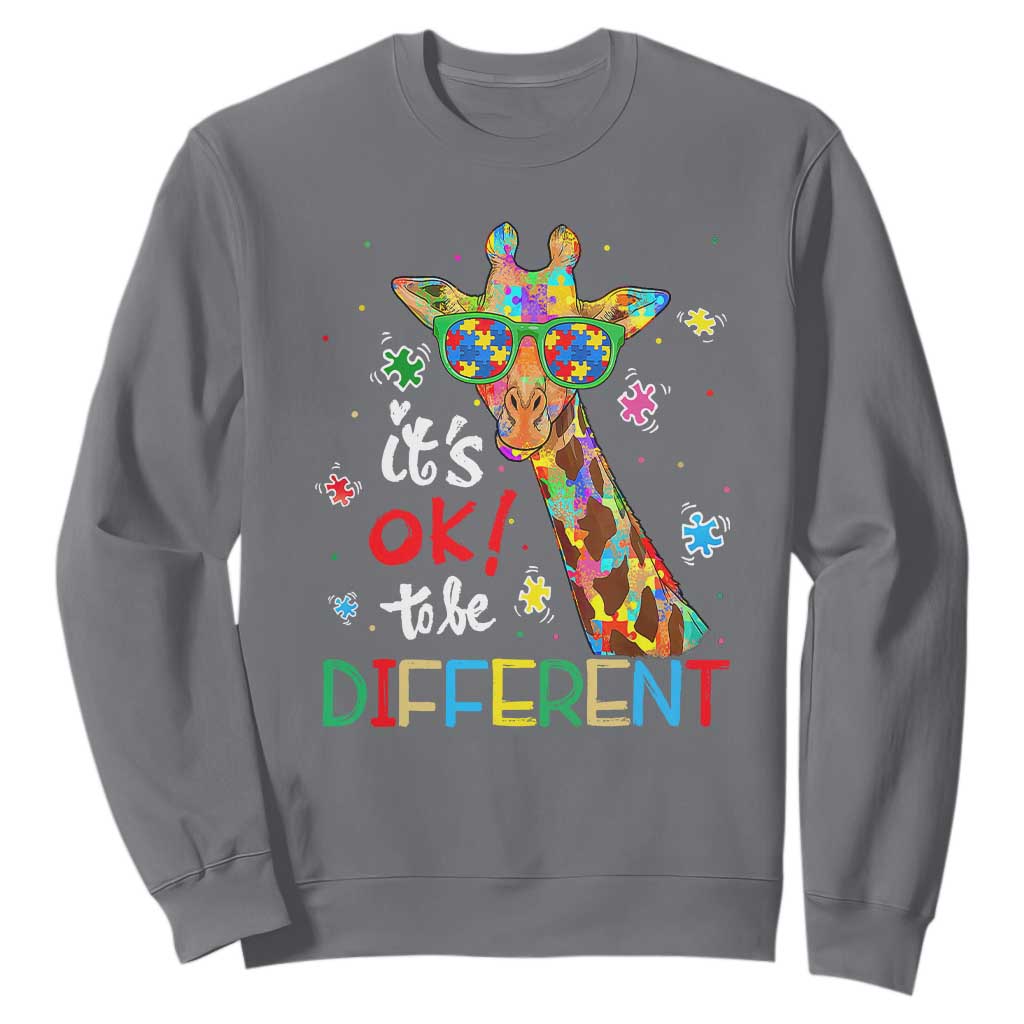 Giraffe Autism Sweatshirt It's Ok To Be Different TS01 Charcoal Printyourwear