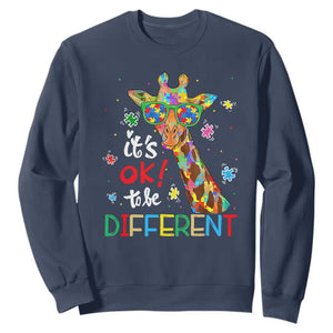 Giraffe Autism Sweatshirt It's Ok To Be Different TS01 Navy Printyourwear