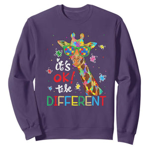 Giraffe Autism Sweatshirt It's Ok To Be Different TS01 Purple Printyourwear