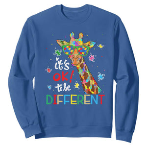 Giraffe Autism Sweatshirt It's Ok To Be Different TS01 Royal Blue Printyourwear