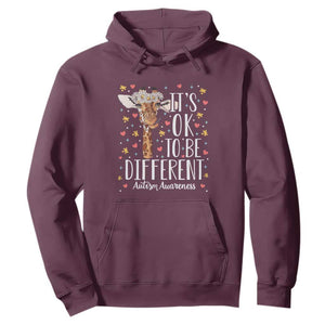 Giraffe Autism Hoodie Its Ok To Be Different Cute Floral TS01 Maroon Printyourwear