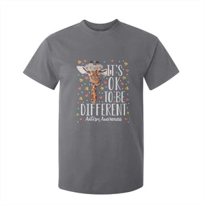 Giraffe Autism T Shirt For Kid Its Ok To Be Different Cute Floral TS01 Charcoal Printyourwear