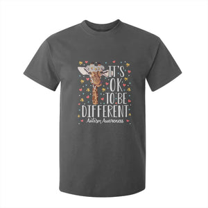Giraffe Autism T Shirt For Kid Its Ok To Be Different Cute Floral TS01 Dark Heather Printyourwear