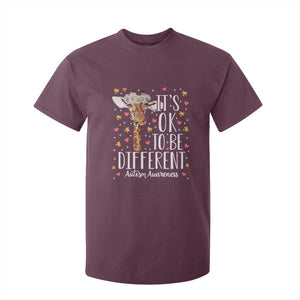 Giraffe Autism T Shirt For Kid Its Ok To Be Different Cute Floral TS01 Maroon Printyourwear