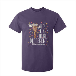 Giraffe Autism T Shirt For Kid Its Ok To Be Different Cute Floral TS01 Purple Printyourwear