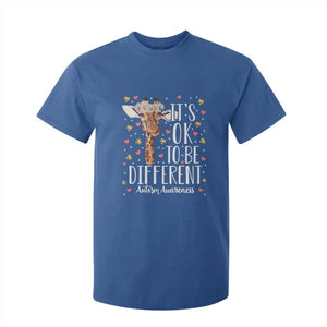 Giraffe Autism T Shirt For Kid Its Ok To Be Different Cute Floral TS01 Royal Blue Printyourwear