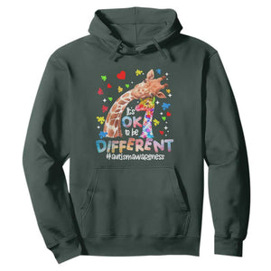 Giraffe Autism Hoodie It's Ok To Be Different Cute Mom And Baby TS01 Dark Forest Green Printyourwear