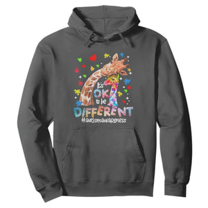Giraffe Autism Hoodie It's Ok To Be Different Cute Mom And Baby TS01 Dark Heather Printyourwear