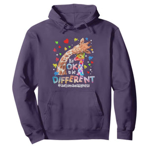 Giraffe Autism Hoodie It's Ok To Be Different Cute Mom And Baby TS01 Purple Printyourwear