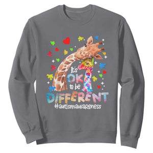Giraffe Autism Sweatshirt It's Ok To Be Different Cute Mom And Baby TS01 Charcoal Printyourwear