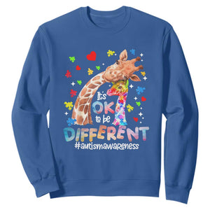 Giraffe Autism Sweatshirt It's Ok To Be Different Cute Mom And Baby TS01 Royal Blue Printyourwear