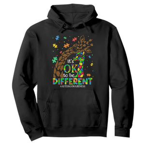 Giraffe Autism Hoodie Its Ok To Be Different Giraffe Mom And Baby TS01 Black Printyourwear