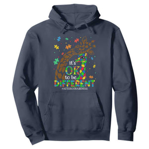 Giraffe Autism Hoodie Its Ok To Be Different Giraffe Mom And Baby TS01 Navy Printyourwear