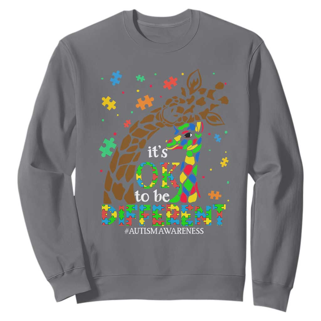 Giraffe Autism Sweatshirt Its Ok To Be Different Giraffe Mom And Baby TS01 Charcoal Printyourwear