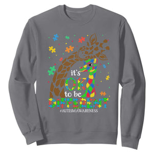 Giraffe Autism Sweatshirt Its Ok To Be Different Giraffe Mom And Baby TS01 Charcoal Printyourwear