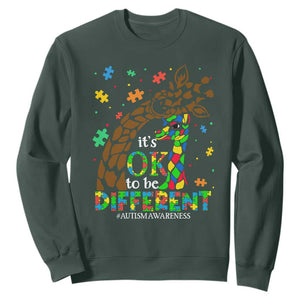 Giraffe Autism Sweatshirt Its Ok To Be Different Giraffe Mom And Baby TS01 Dark Forest Green Printyourwear