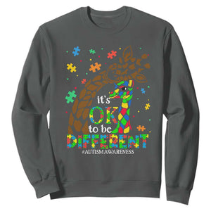 Giraffe Autism Sweatshirt Its Ok To Be Different Giraffe Mom And Baby TS01 Dark Heather Printyourwear