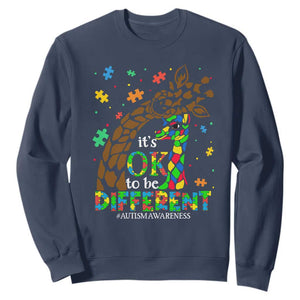 Giraffe Autism Sweatshirt Its Ok To Be Different Giraffe Mom And Baby TS01 Navy Printyourwear