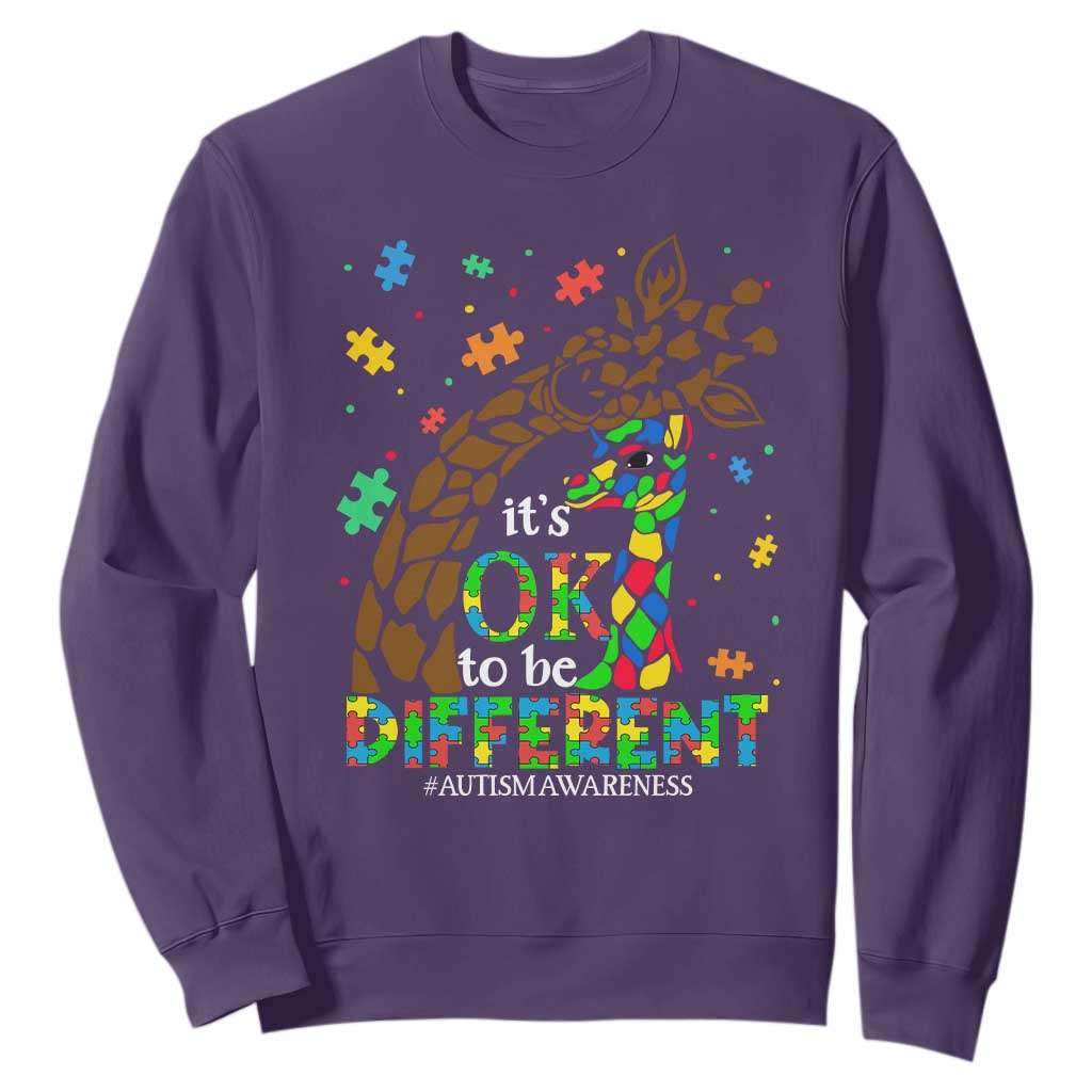 Giraffe Autism Sweatshirt Its Ok To Be Different Giraffe Mom And Baby TS01 Purple Printyourwear