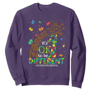 Giraffe Autism Sweatshirt Its Ok To Be Different Giraffe Mom And Baby TS01 Purple Printyourwear