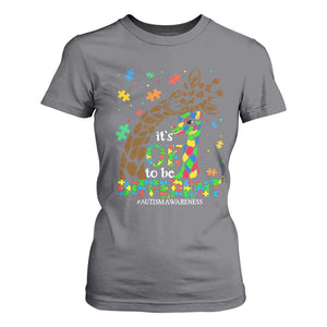 Giraffe Autism T Shirt For Women Its Ok To Be Different Giraffe Mom And Baby TS01 Charcoal Printyourwear