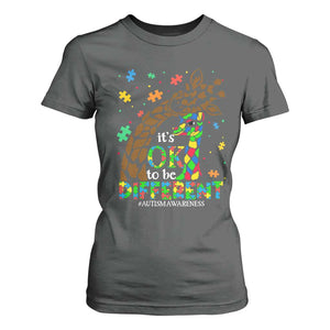 Giraffe Autism T Shirt For Women Its Ok To Be Different Giraffe Mom And Baby TS01 Dark Heather Printyourwear