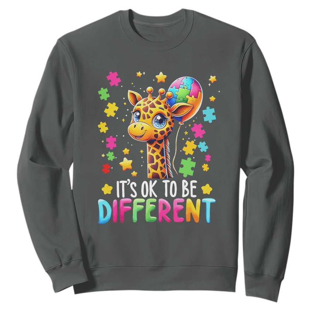 Autism Month Sweatshirt It's Ok To Be Different Cute Jigsaw Puzzle Balloon TS01 Dark Heather Printyourwear