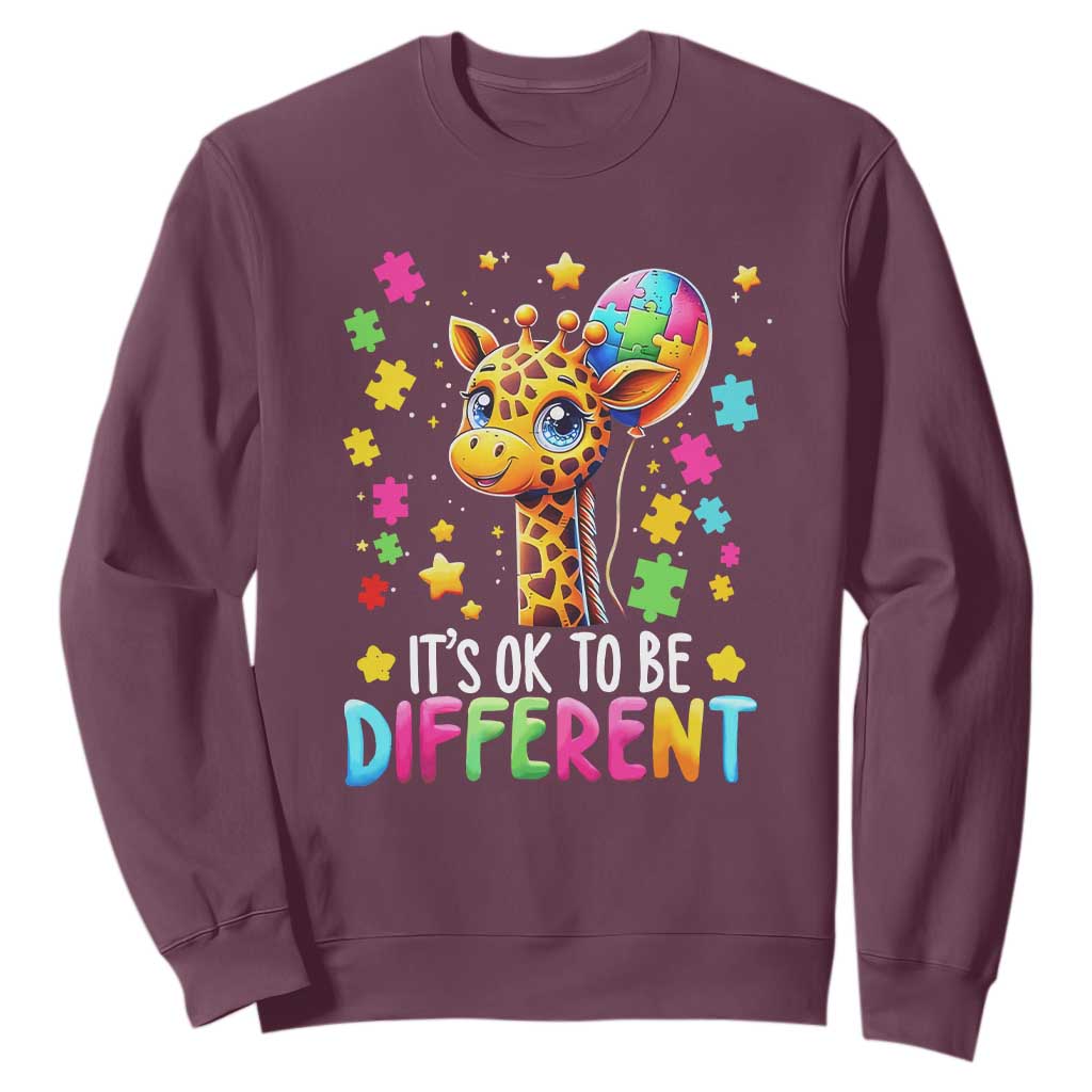 Autism Month Sweatshirt It's Ok To Be Different Cute Jigsaw Puzzle Balloon TS01 Maroon Printyourwear