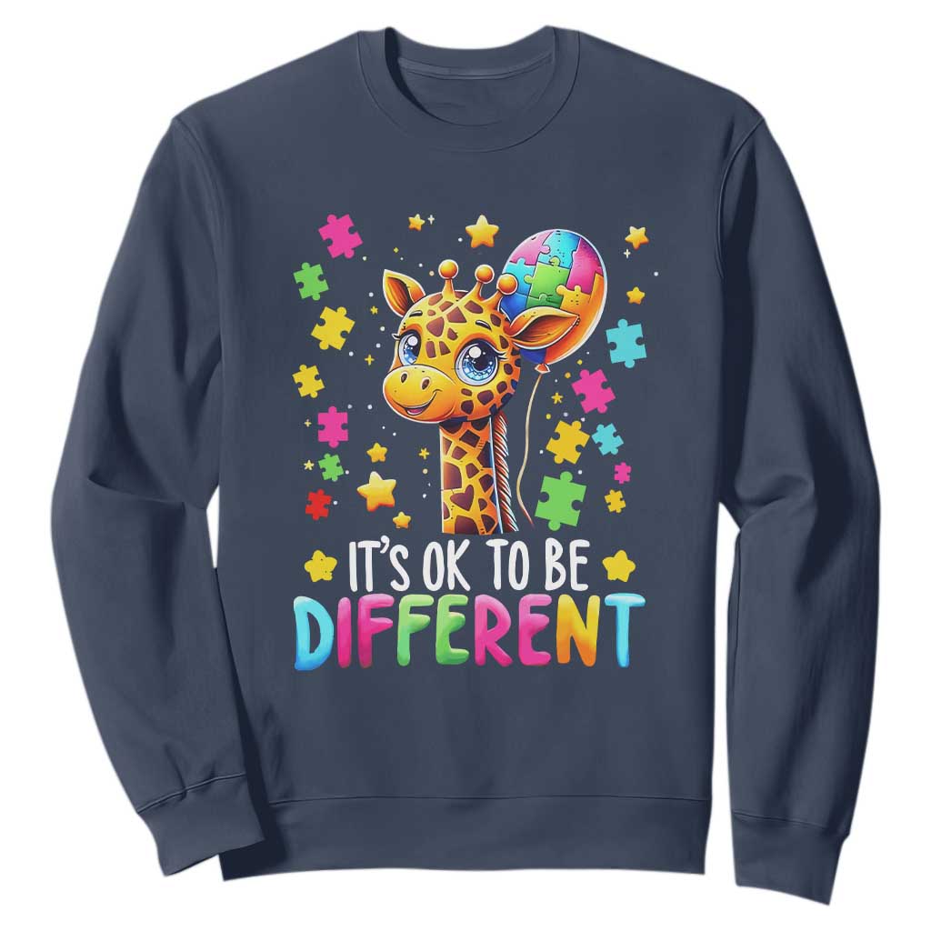 Autism Month Sweatshirt It's Ok To Be Different Cute Jigsaw Puzzle Balloon TS01 Navy Printyourwear