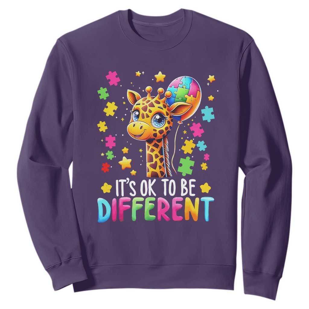 Autism Month Sweatshirt It's Ok To Be Different Cute Jigsaw Puzzle Balloon TS01 Purple Printyourwear