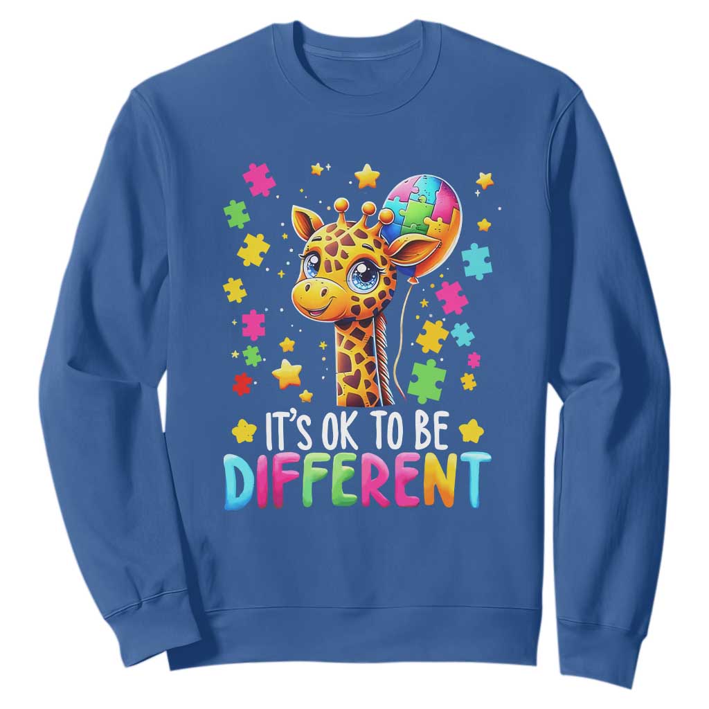 Autism Month Sweatshirt It's Ok To Be Different Cute Jigsaw Puzzle Balloon TS01 Royal Blue Printyourwear