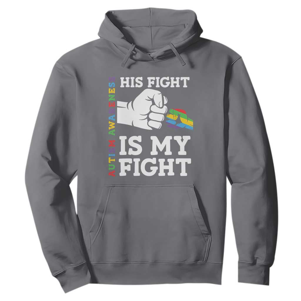 Autism Support Hoodie His Fight is My Fight Hand Fist TS01 Charcoal Printyourwear