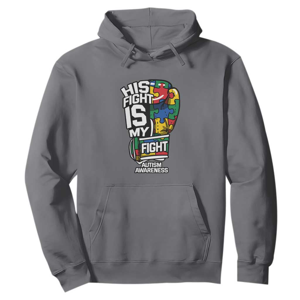 Autism Awareness Hoodie His Fight is My Fight Jigsaw Puzzle Boxing Glove TS01 Charcoal Printyourwear