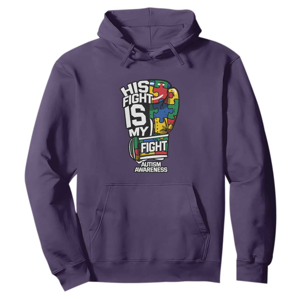 Autism Awareness Hoodie His Fight is My Fight Jigsaw Puzzle Boxing Glove TS01 Purple Printyourwear