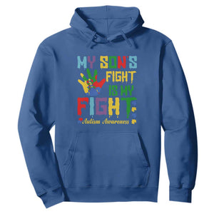 Autism Parents Hoodie My Son Fight Is My Fight Family Support Puzzle Ribbon TS01 Royal Blue Printyourwear
