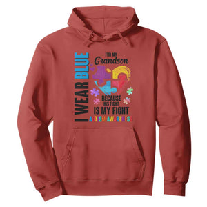 Autism Grandparents Hoodie I Wear Blue For My Grandson Because His Fight is My Fight TS01 Red Printyourwear
