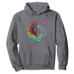 Sunflower Autism Hoodie His Fight is My Fight Rainbow TS01 Charcoal Printyourwear