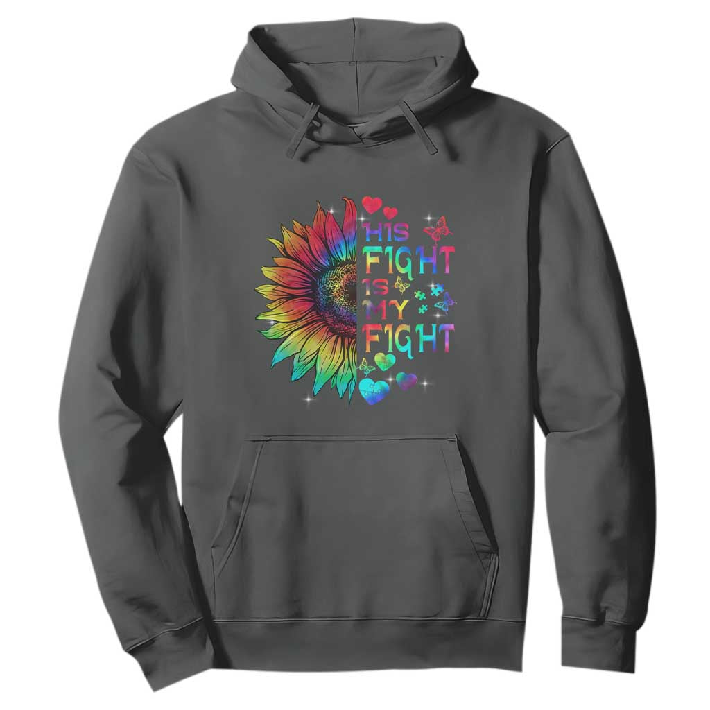 Sunflower Autism Hoodie His Fight is My Fight Rainbow TS01 Dark Heather Printyourwear