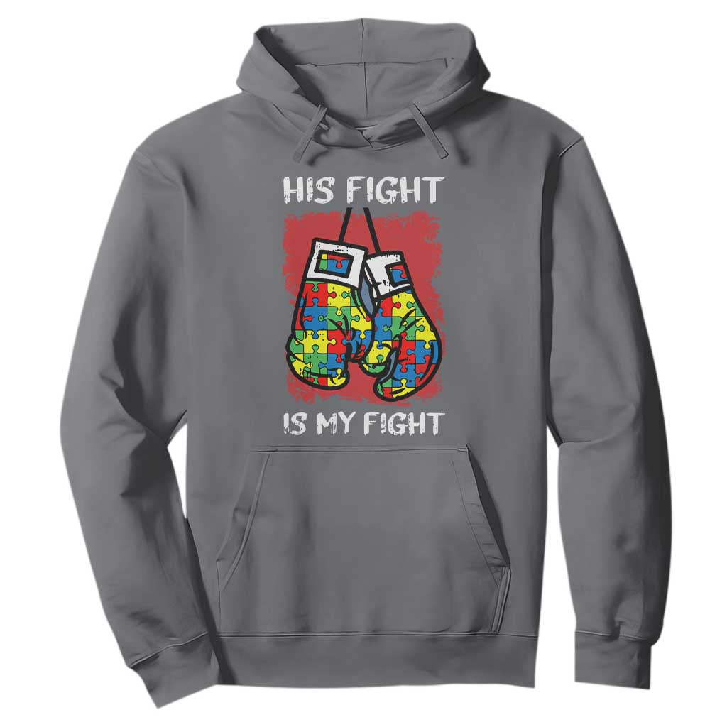 Autism Support Hoodie His Fight is My Fight Jigsaw Puzzle Boxing Gloves TS01 Charcoal Printyourwear