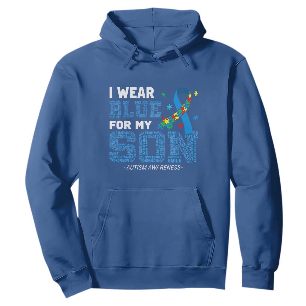Autism Parents Hoodie I Wear Blue For My Son Family Support Puzzle Blue Ribbon TS01 Royal Blue Printyourwear