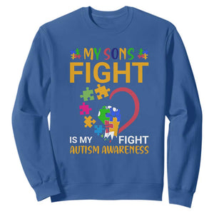 Autism Parents Sweatshirt My Son Fight is My Fight Jigsaw Puzzle TS01 Royal Blue Printyourwear