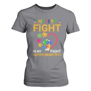Autism Parents T Shirt For Women My Son Fight is My Fight Jigsaw Puzzle TS01 Charcoal Printyourwear