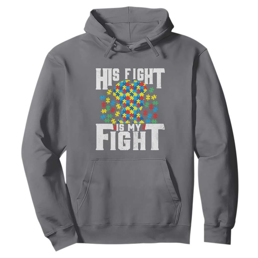 Autism Support Hoodie His Fight is My Fight Jig Saw Puzzle Boy TS01 Charcoal Printyourwear
