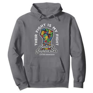 Proud Autism Supporter Hoodie Their Fight is My Fight Raised Fist Fighters TS01 Charcoal Printyourwear