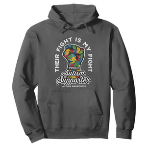 Proud Autism Supporter Hoodie Their Fight is My Fight Raised Fist Fighters TS01 Dark Heather Printyourwear