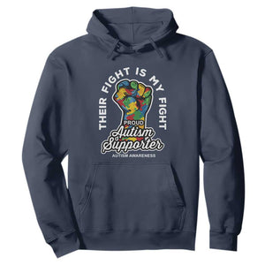 Proud Autism Supporter Hoodie Their Fight is My Fight Raised Fist Fighters TS01 Navy Printyourwear