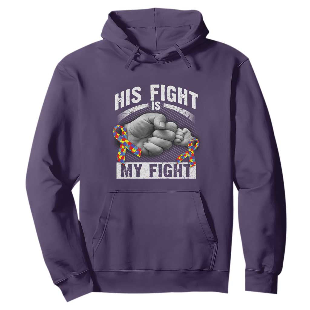 Autism Support Hoodie His Fight Is My Fight Fighters Fist Bump TS01 Purple Print Your Wear