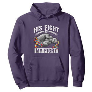Autism Support Hoodie His Fight Is My Fight Fighters Fist Bump TS01 Purple Print Your Wear