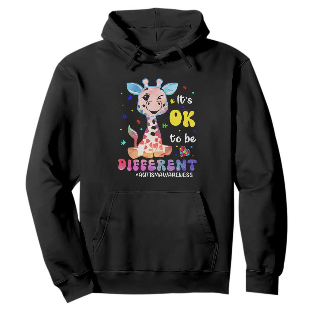 Cute Giraffe Autism Hoodie It's Ok To Be Different TS01 Black Printyourwear