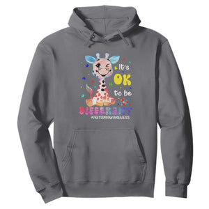 Cute Giraffe Autism Hoodie It's Ok To Be Different TS01 Charcoal Printyourwear